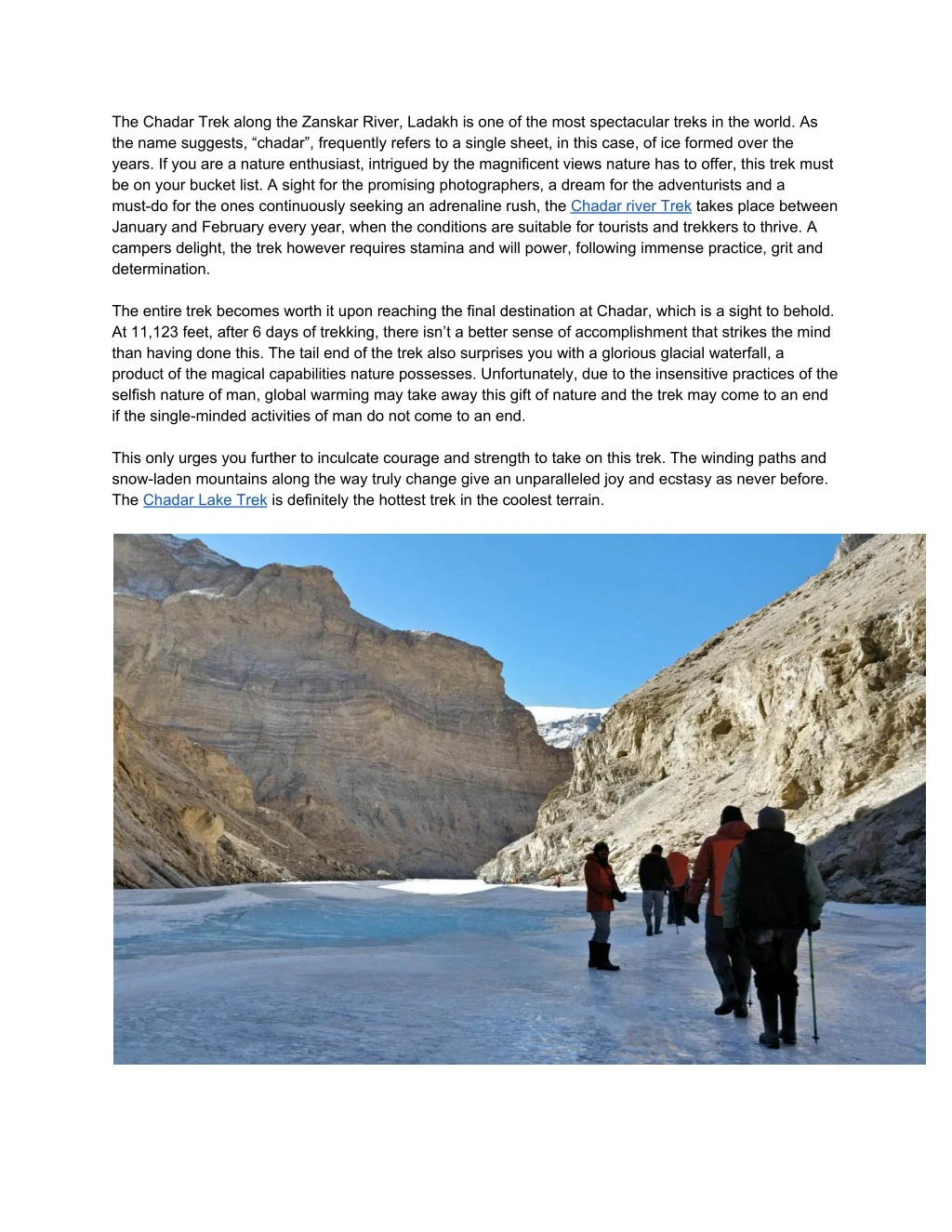 the chadar trek along the zanskar river ladakh n.