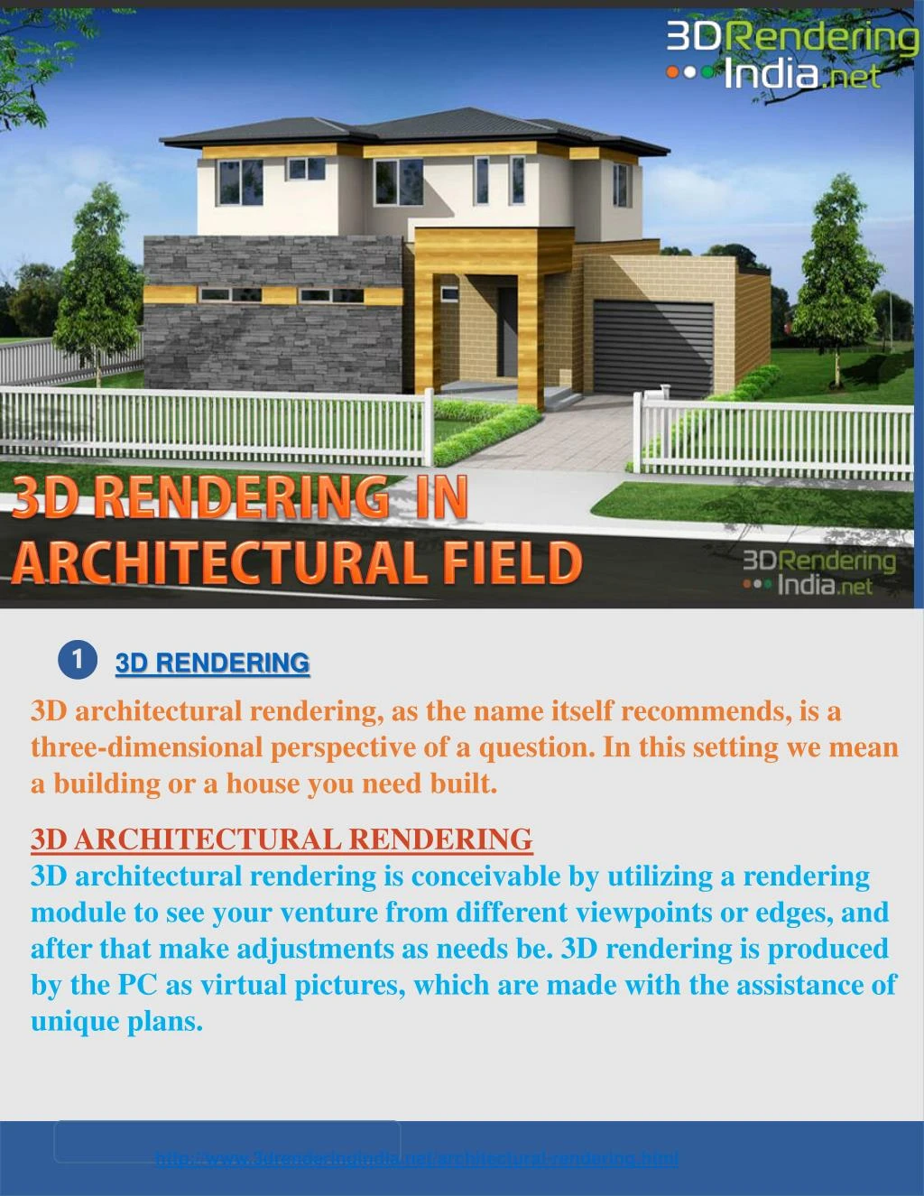 3d rendering in architectural field n.