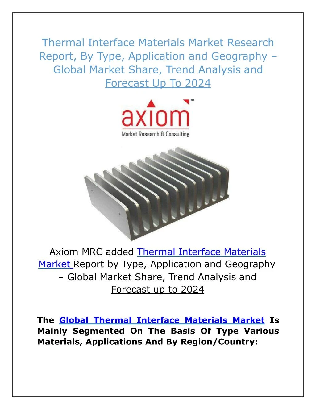 PPT Thermal Interface Materials Market Growth Analysis and Future
