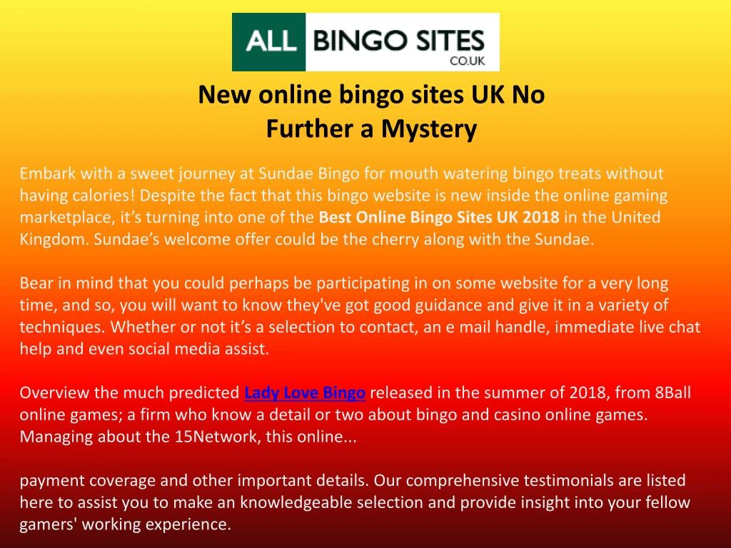 new online bingo sites uk no further a mystery n.