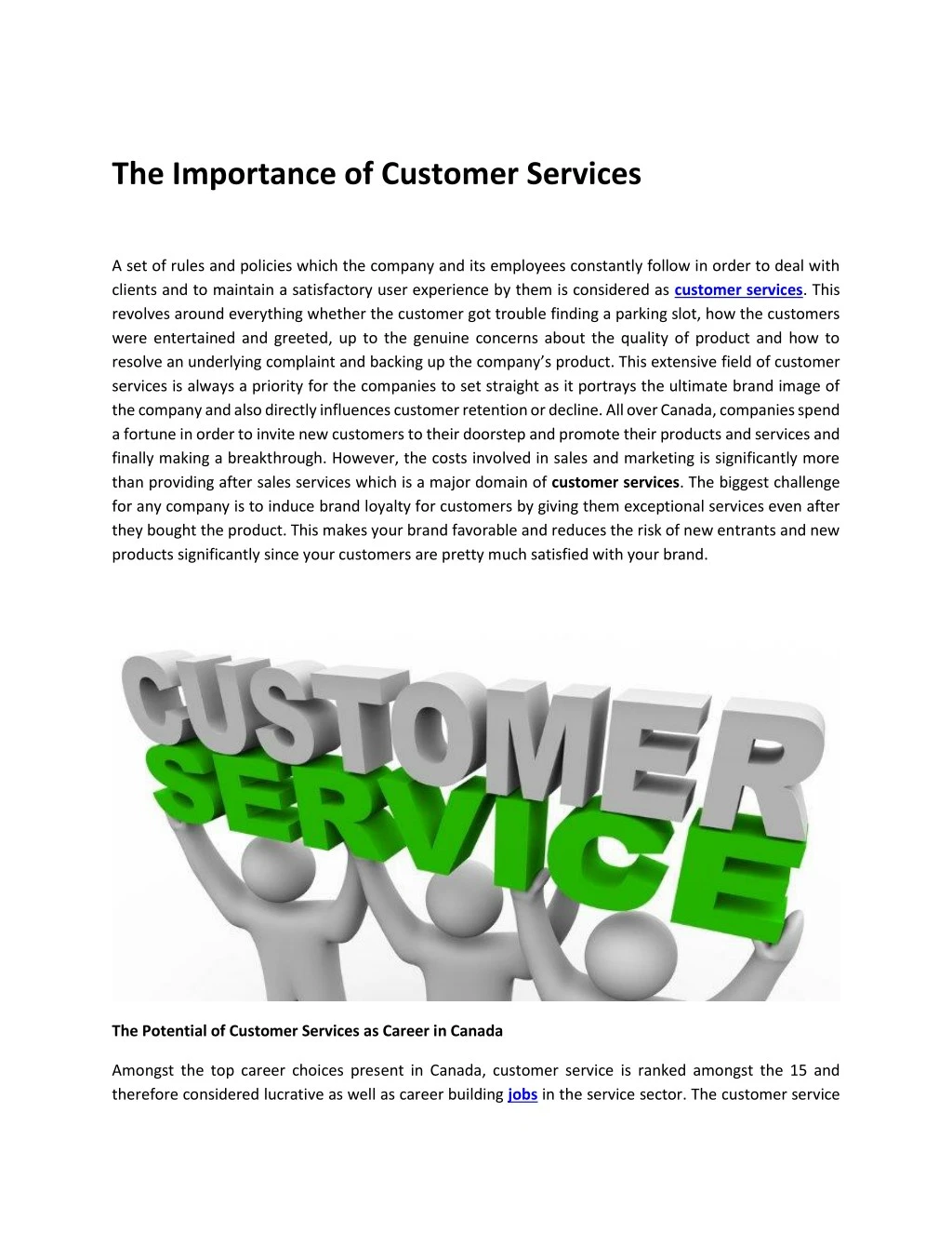 customer service importance of presentation