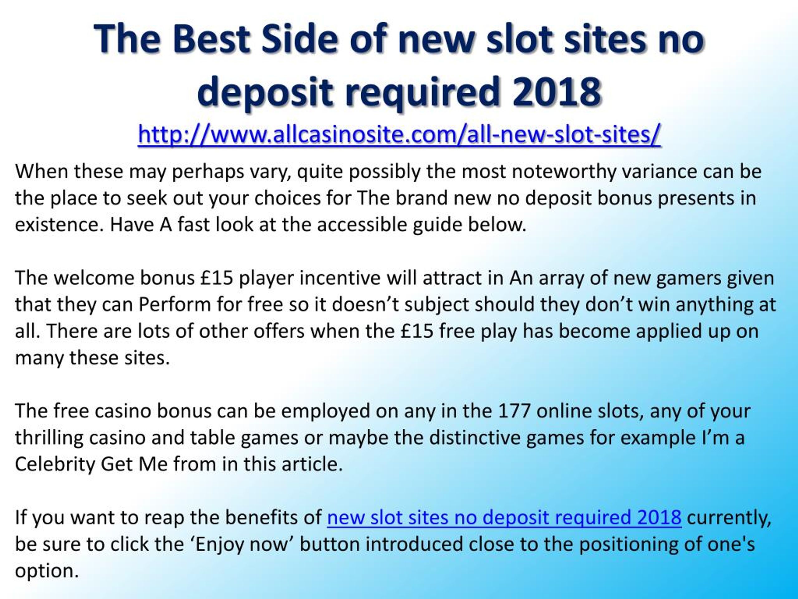 Ppt The Best Side Of New Slot Sites No Deposit Required 2018
