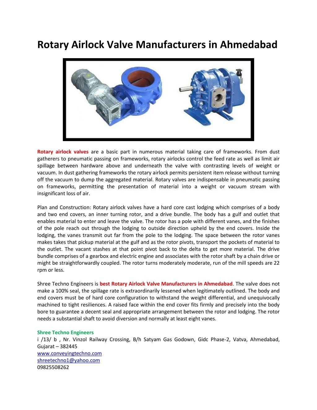 rotary airlock valve manufacturers in ahmedabad n.