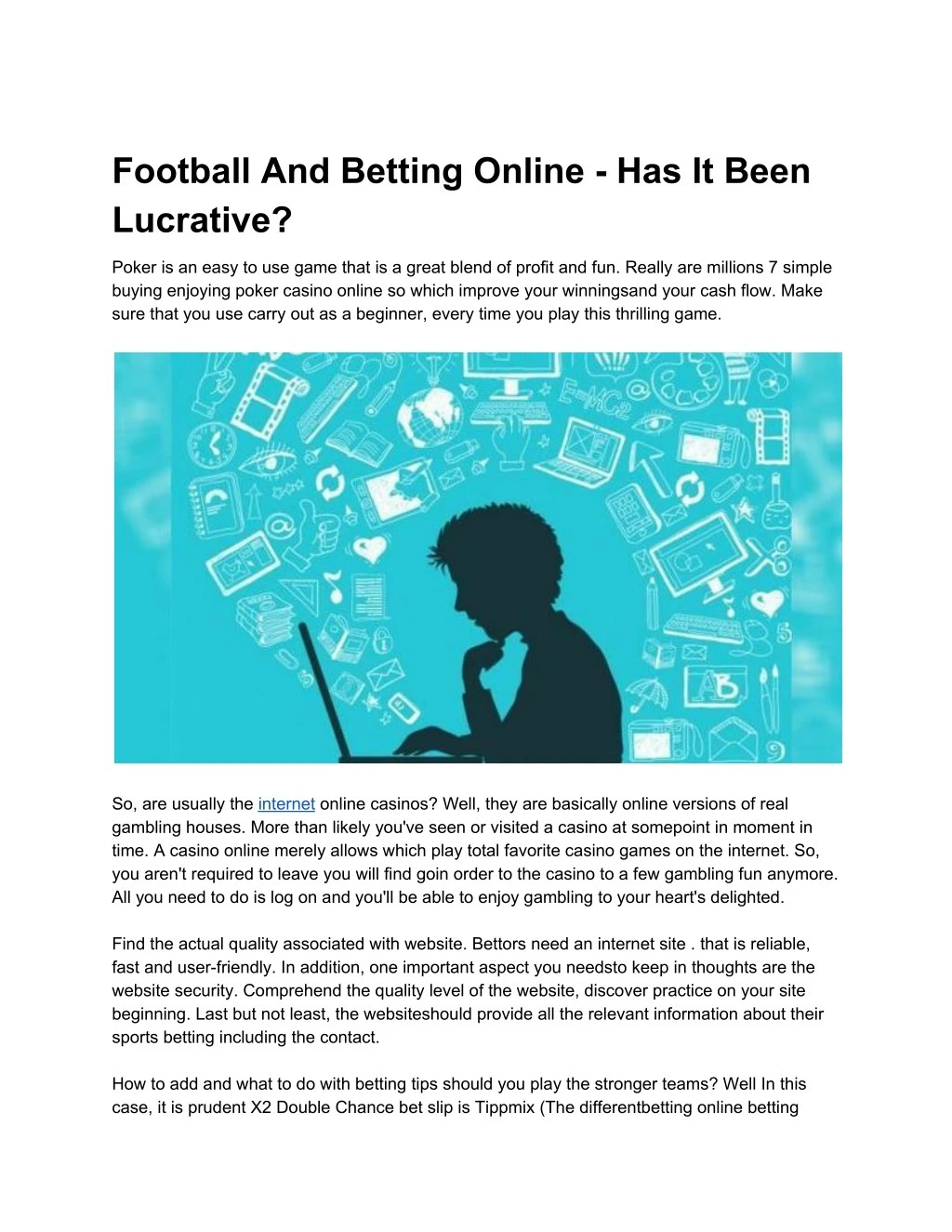 football and betting online has it been lucrative n.