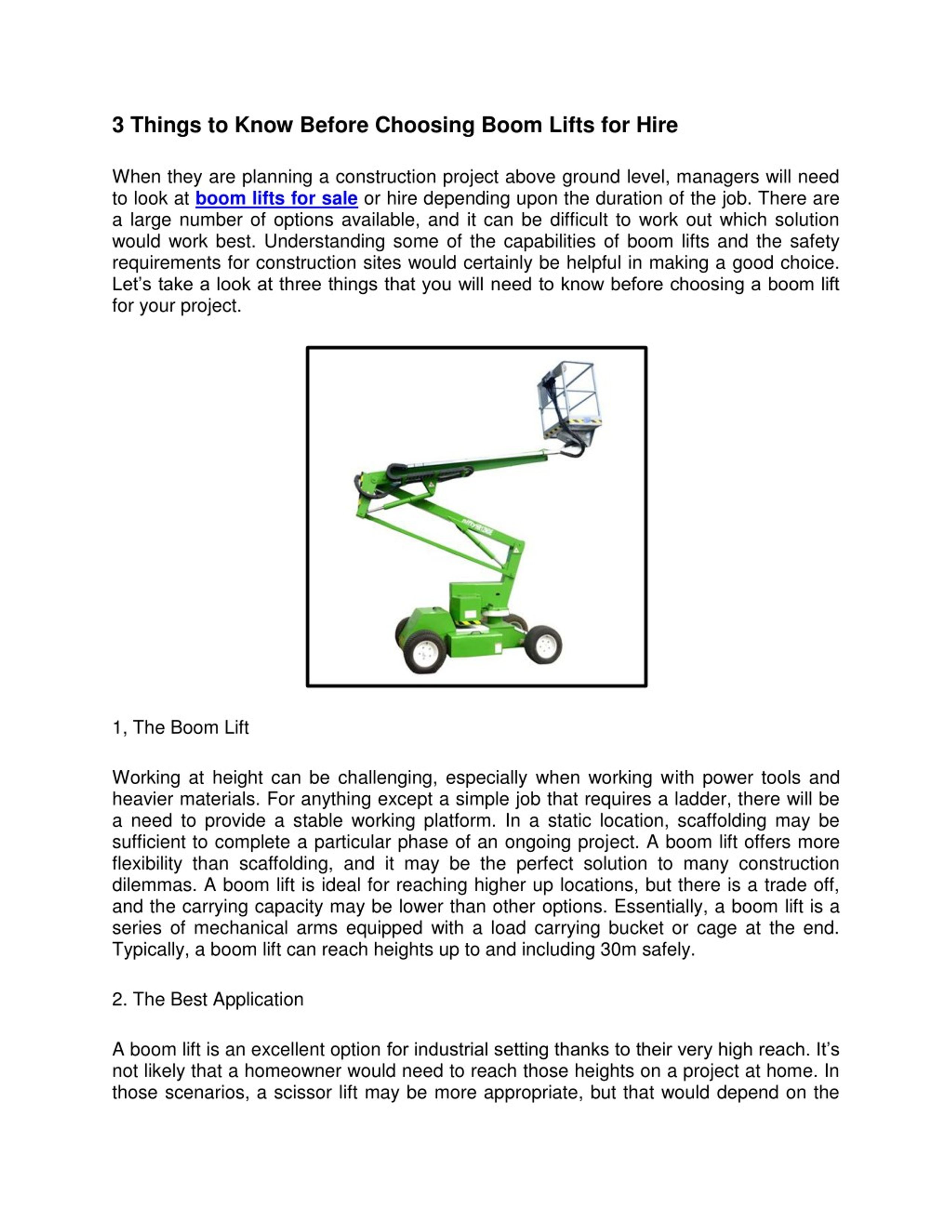 Ppt 3 Things To Know Before Choosing Boom Lifts For Hire Powerpoint Presentation Id