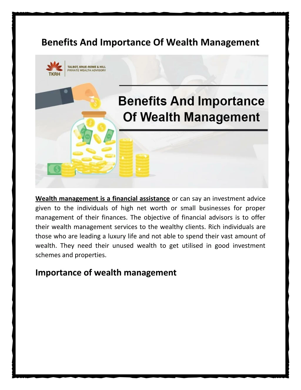 PPT - Benefits And Importance Of Wealth Management PowerPoint ...