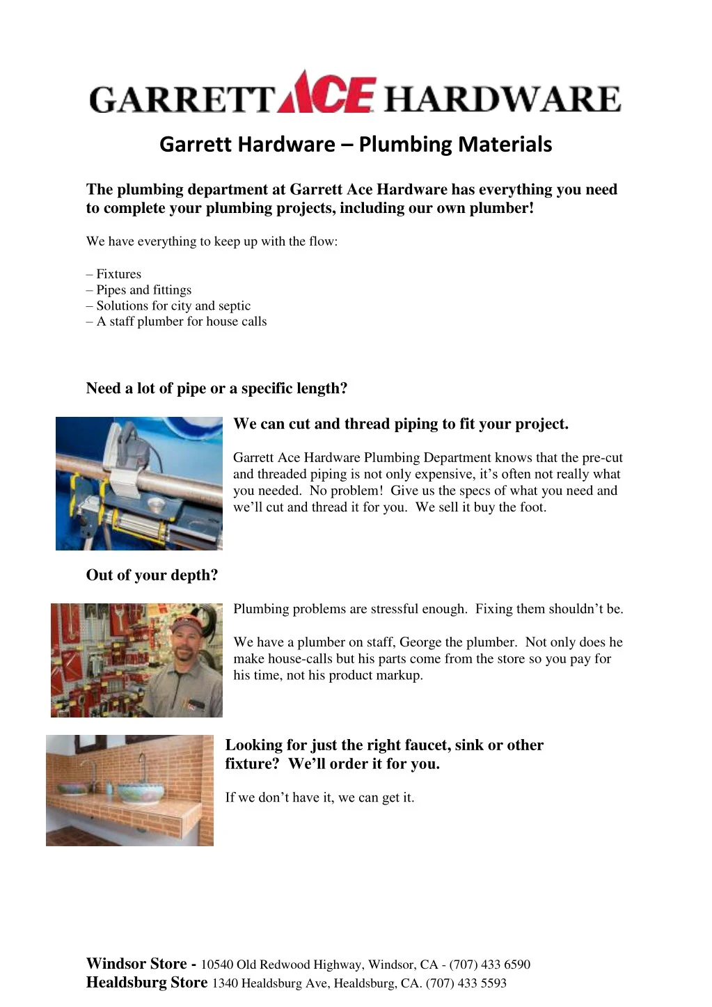 PPT Garrett Ace Hardware Plumbing Materials PowerPoint Presentation