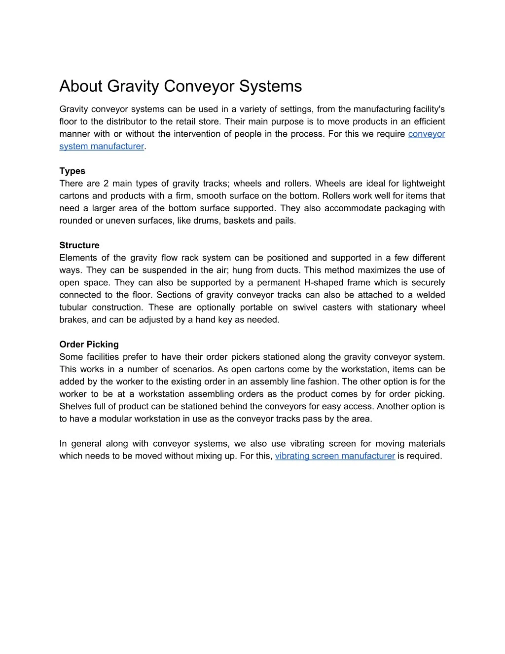 Conveyors And Types