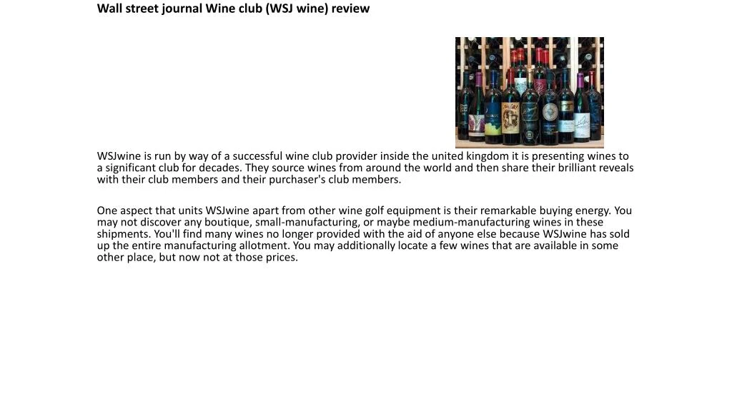 Ppt wall street journal wine club wsj wine review powerpoint
