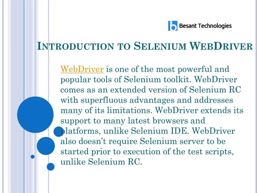 introduction to selenium webdriver n.