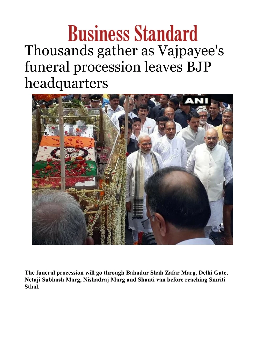 thousands gather as vajpayee s funeral procession n.