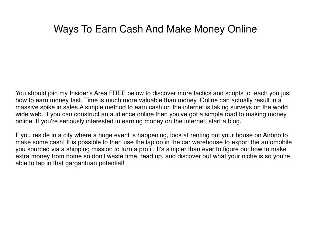 ways to earn cash and make money online n.