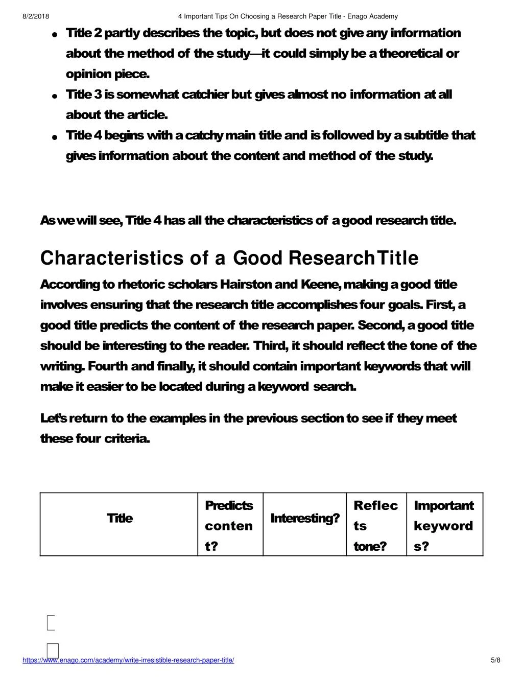 characteristics of a good dissertation title