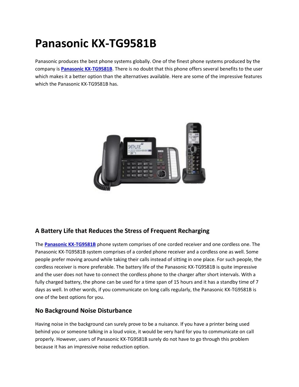 PPT Panasonic KXTG9581B Go Headsets PowerPoint Presentation, free