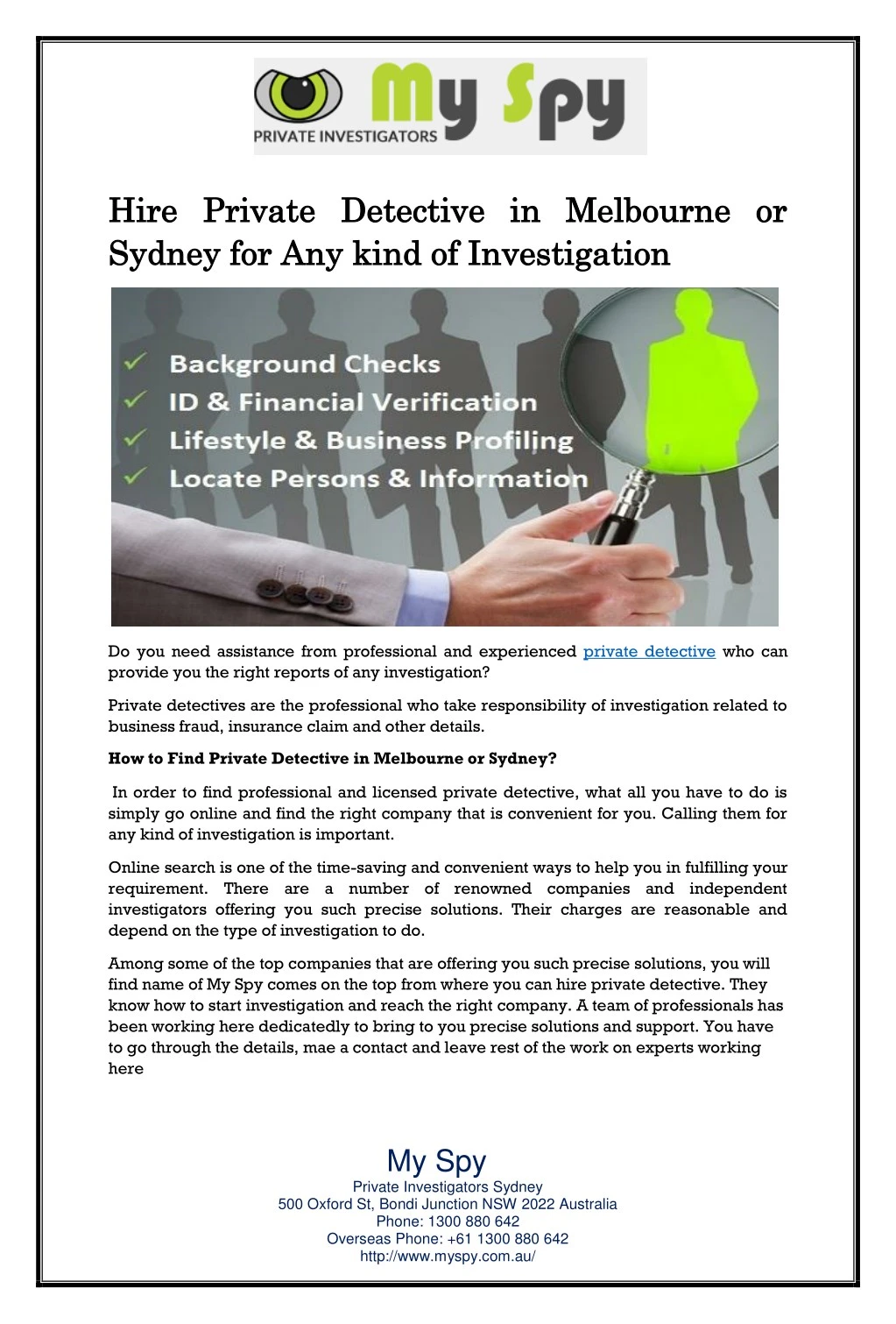 PPT - Hire Private Detective in Melbourne or Sydney for Any kind of