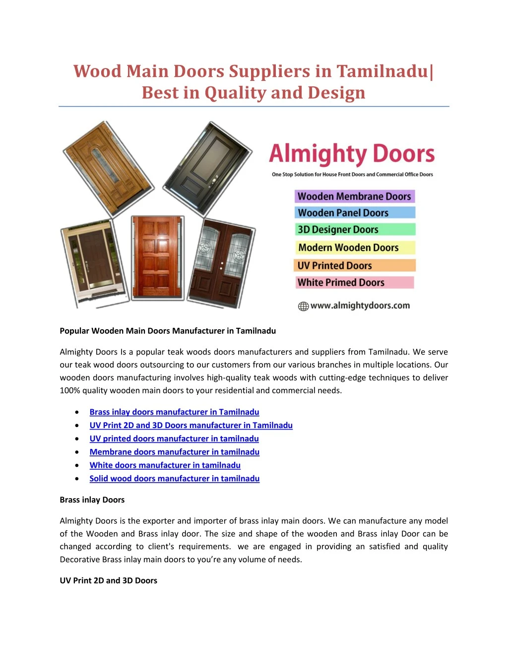 Ppt Wood Main Doors Suppliers In Tamilnadu Best In Quality And