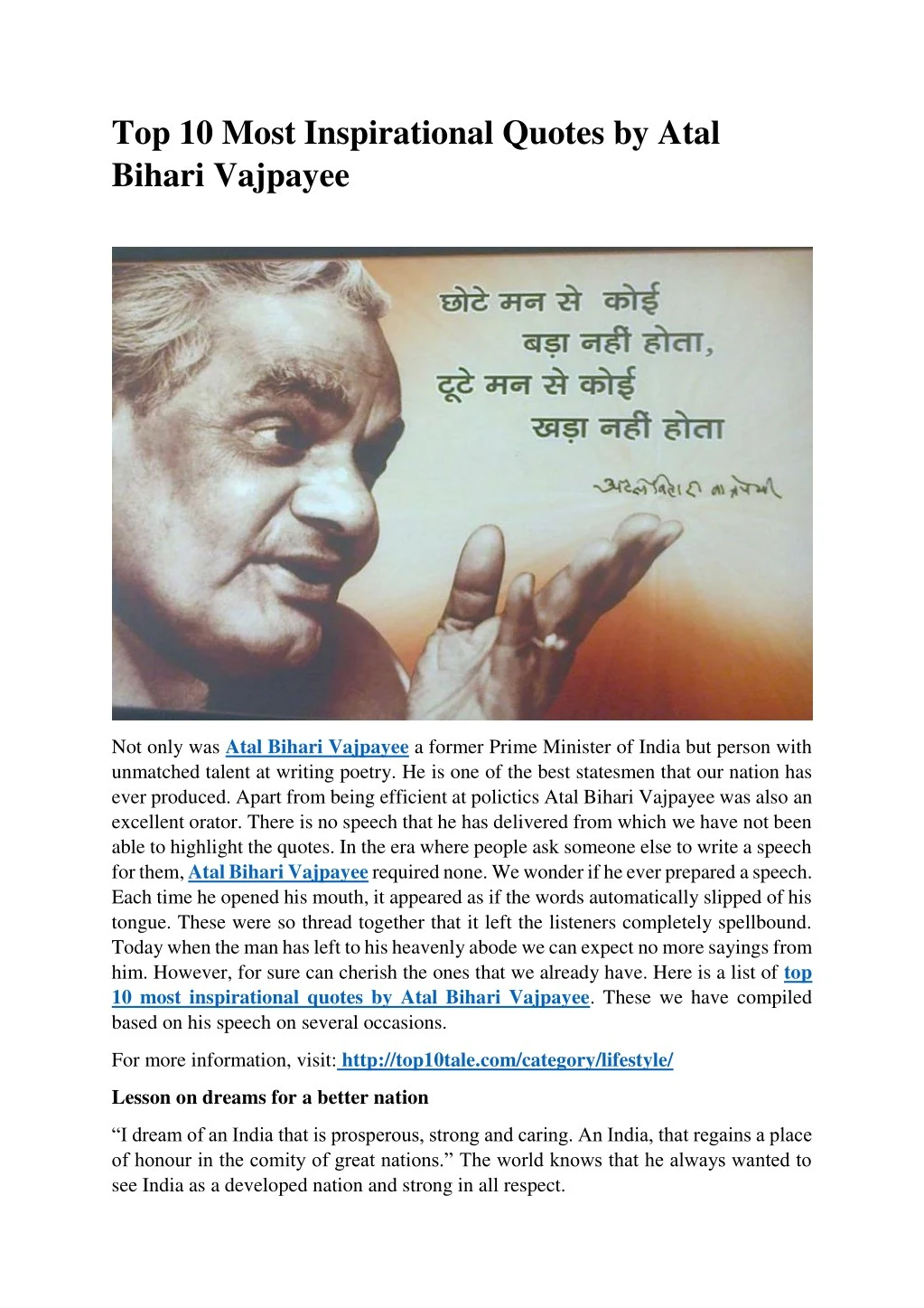 top 10 most inspirational quotes by atal bihari n.