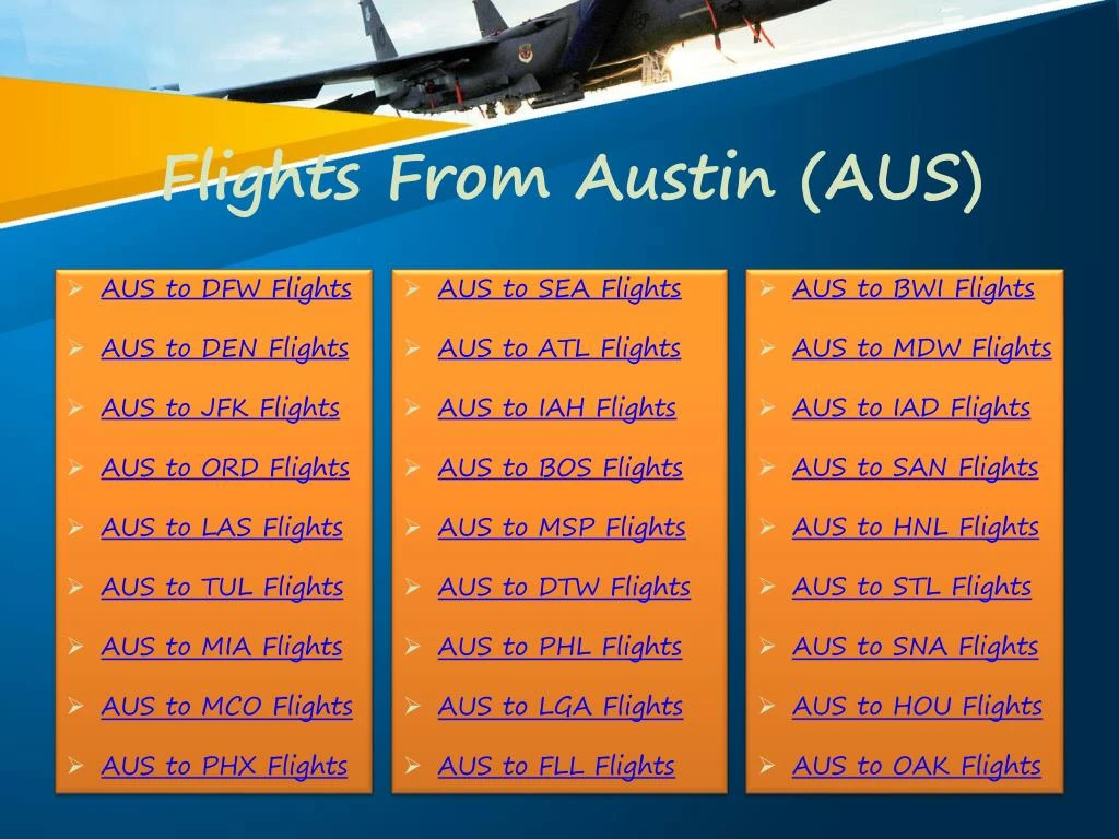Ppt One Way Flights From Austin Aus Flightsbird Point Flights From Austin Aus