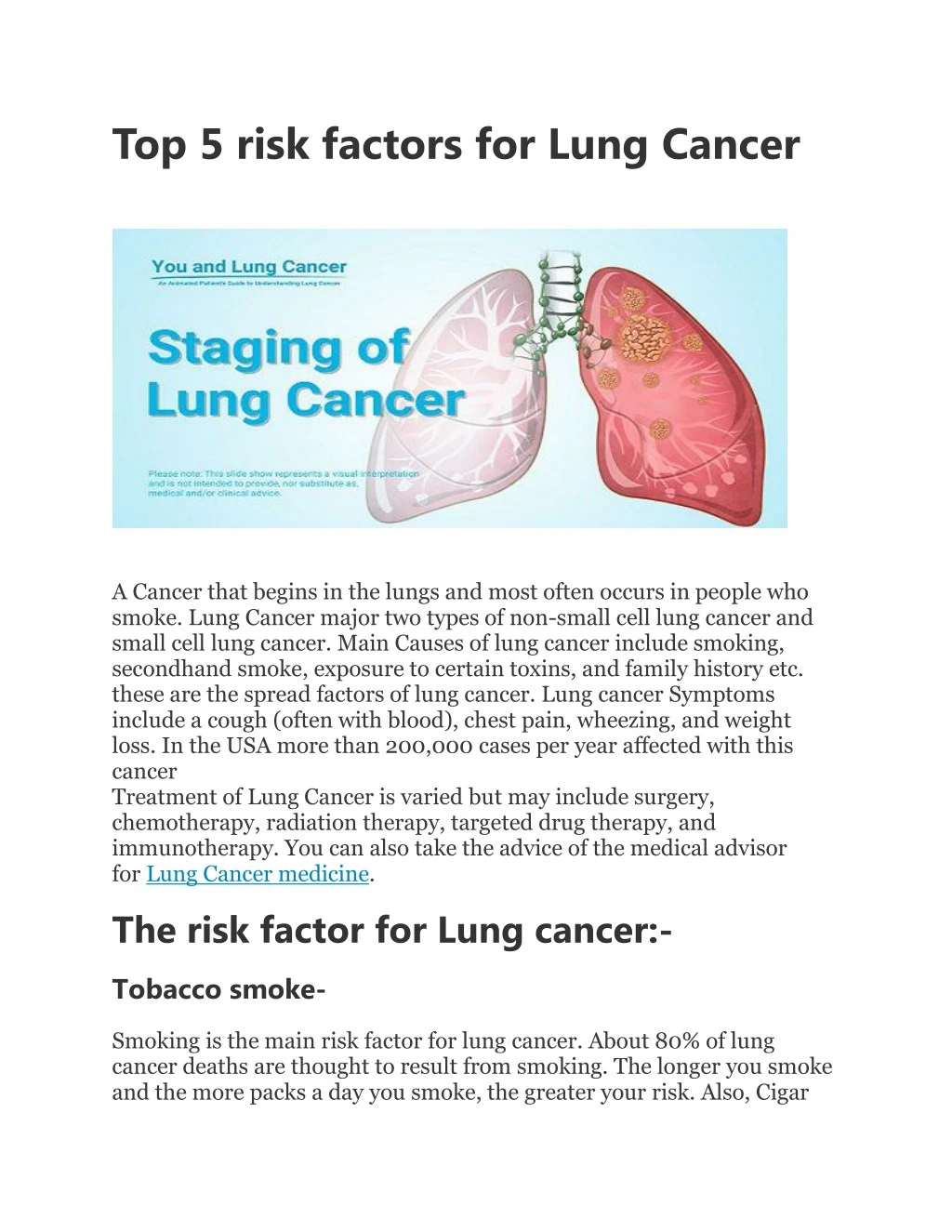 PPT Top 5 risk factors for Lung Cancer PowerPoint