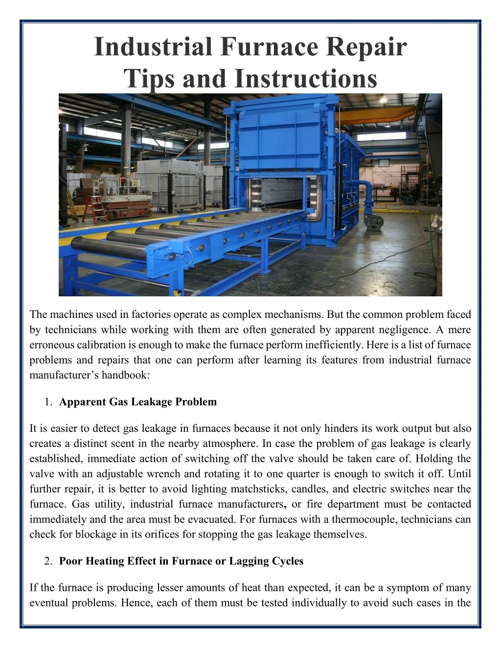 industrial furnace repair tips and instructions n.