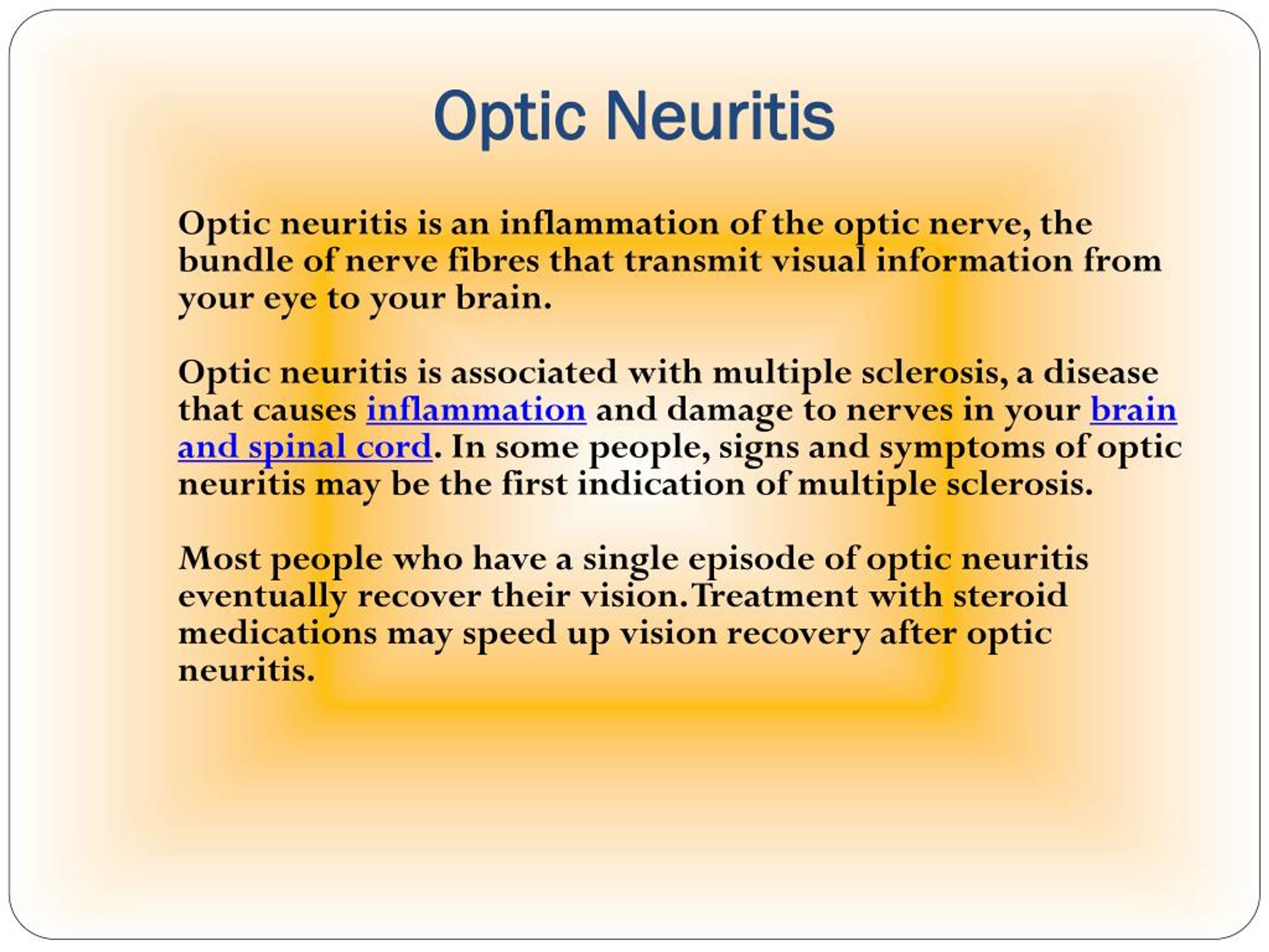 PPT Optic neuritis Learn about the symptoms, causes and treatment