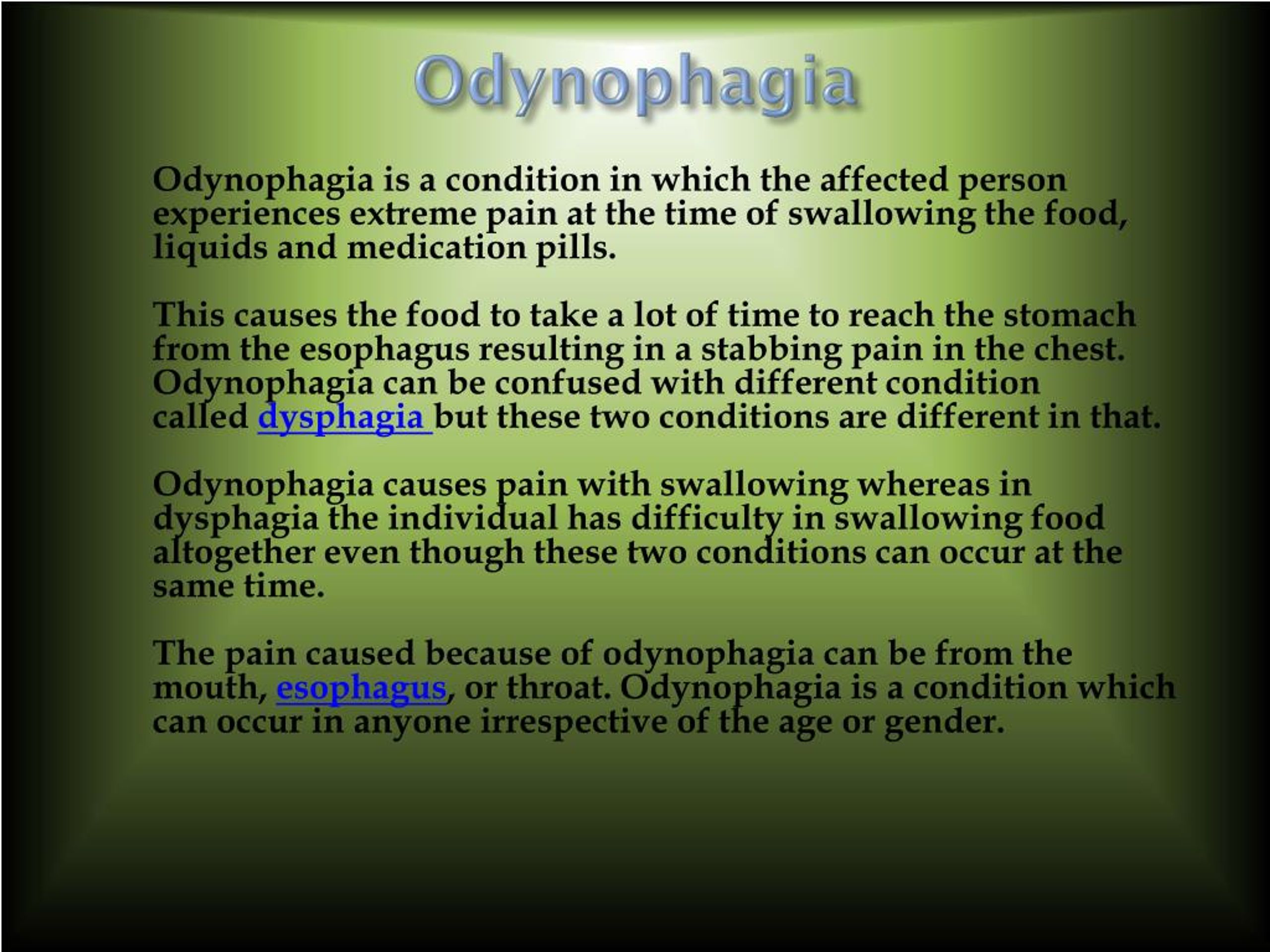 Ppt Odynophagia Causes Symptoms Daignosis Prevention And 