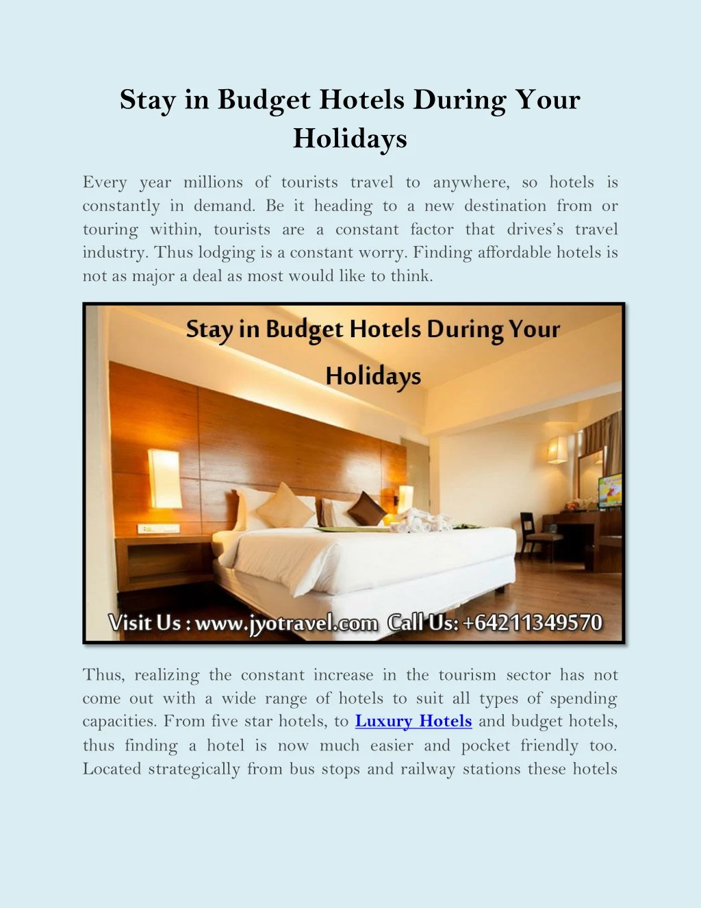 stay in budget hotels during your holidays n.