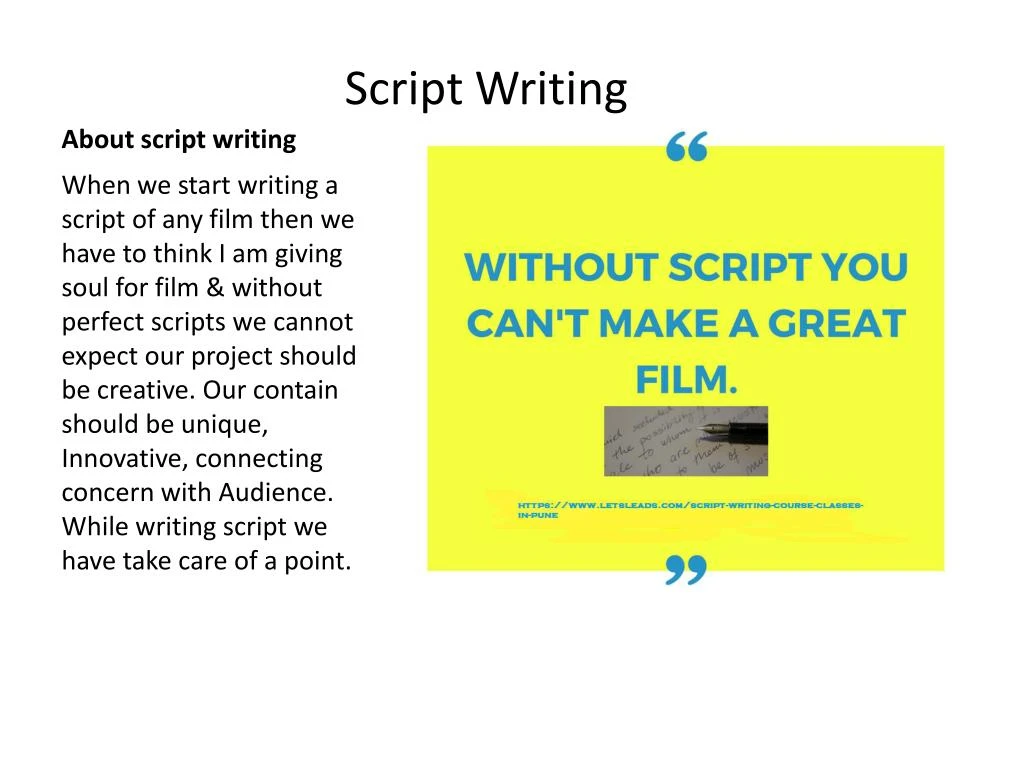 PPT Best Script Writing Course In Pune PowerPoint Presentation Free