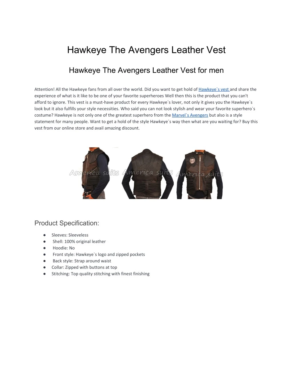 hawkeye the avengers leather vest n.