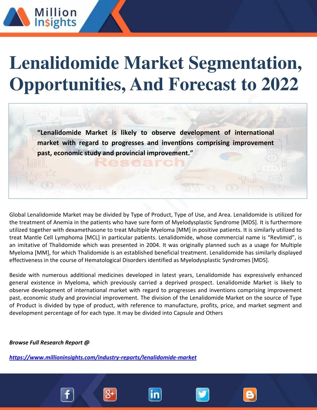 lenalidomide market segmentation opportunities n.