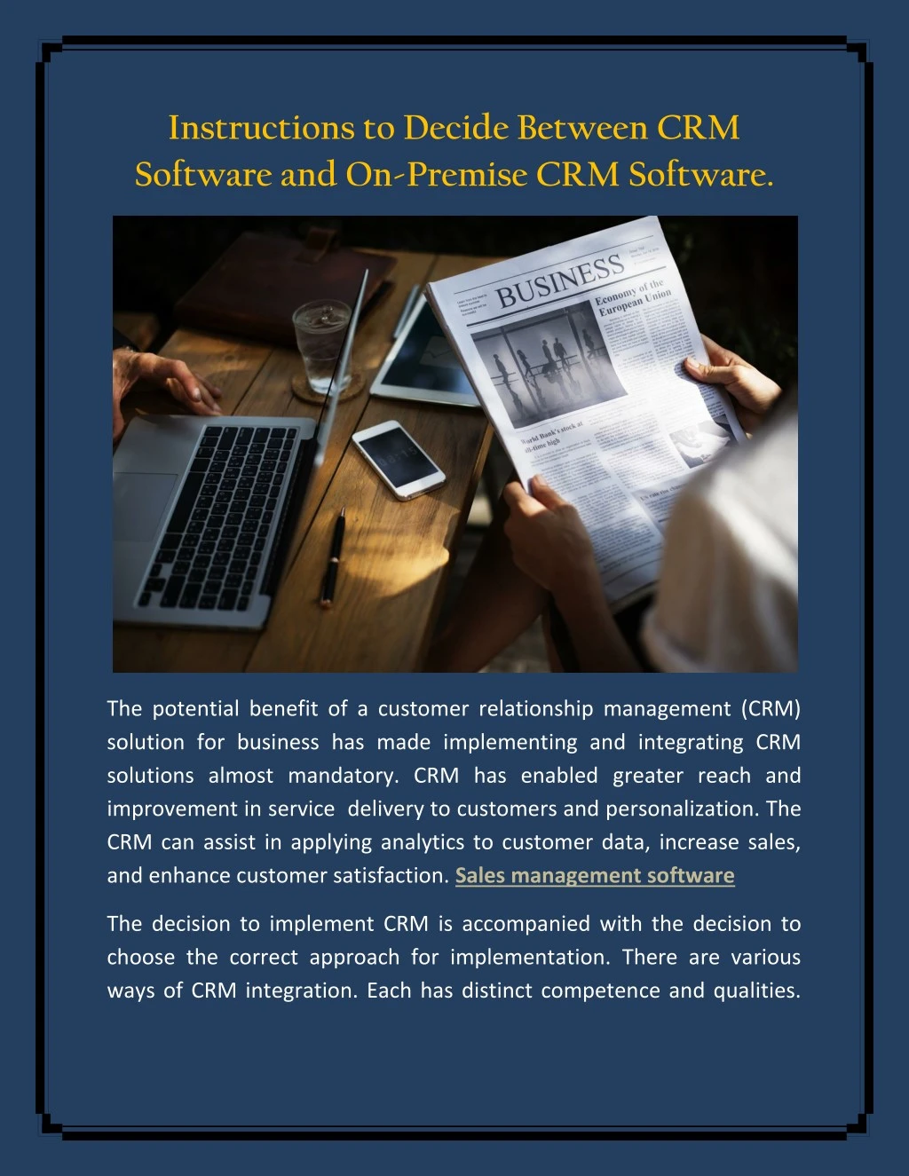 PPT Instructions to Decide Between CRM Software and OnPremise CRM