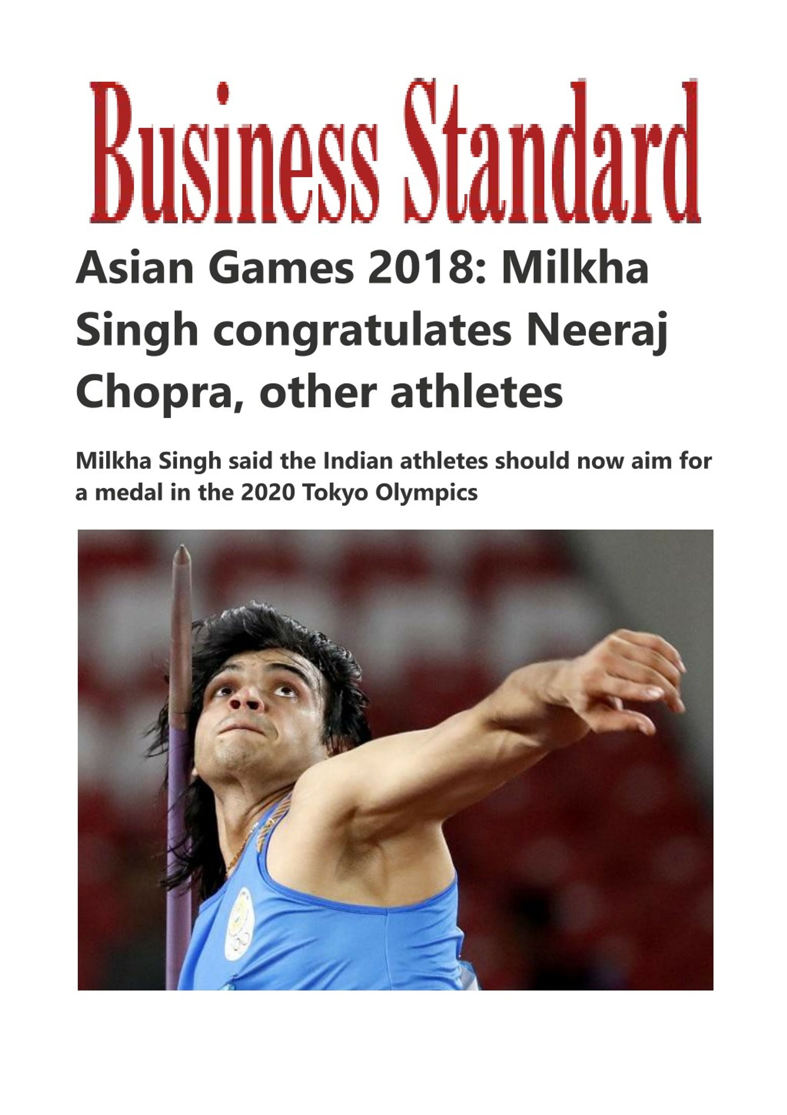 PPT - Asian Games 2018: Milkha Singh congratulates Neeraj ...