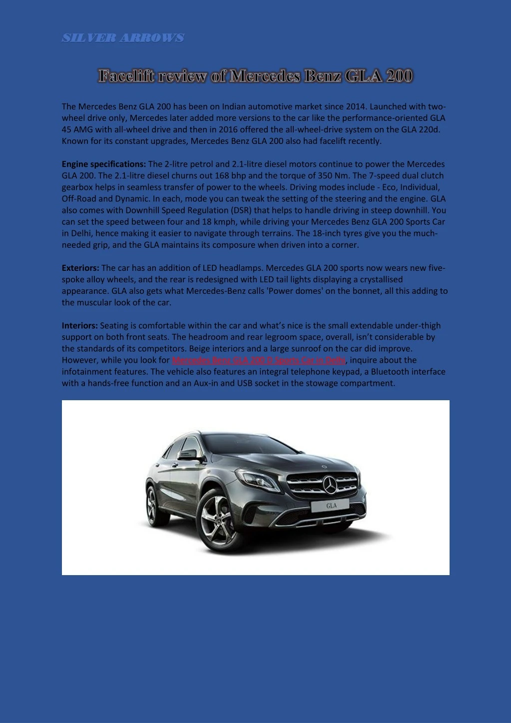 Ppt Facelift Review Of Mercedes Benz Gla 200 Powerpoint