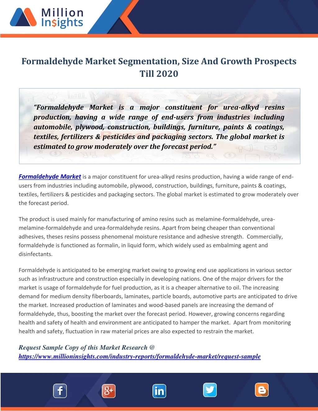 PPT - Formaldehyde Market Segmentation, Size And Growth Prospects Till ...