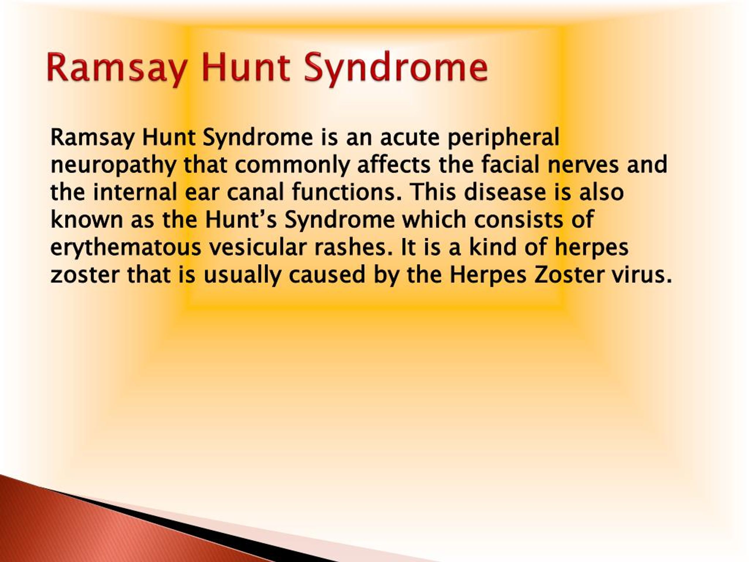Ppt Ramsay Hunt Syndrome Causes Symptoms Daignosis Prevention And