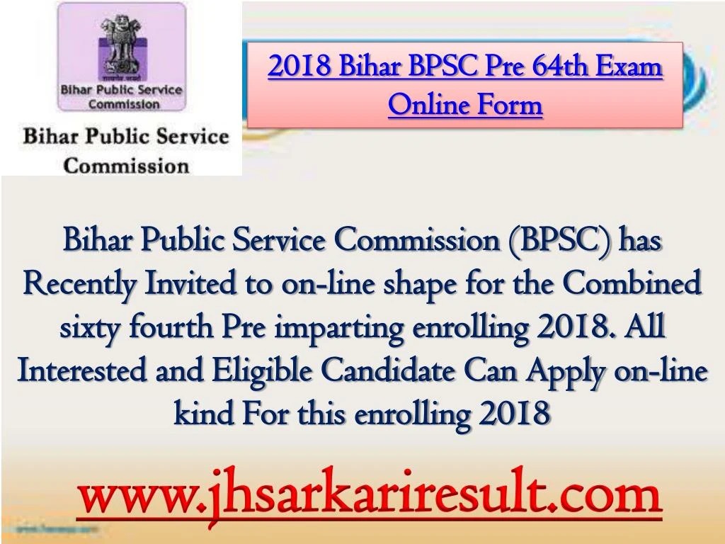 2018 bihar bpsc pre 64th exam online form n.