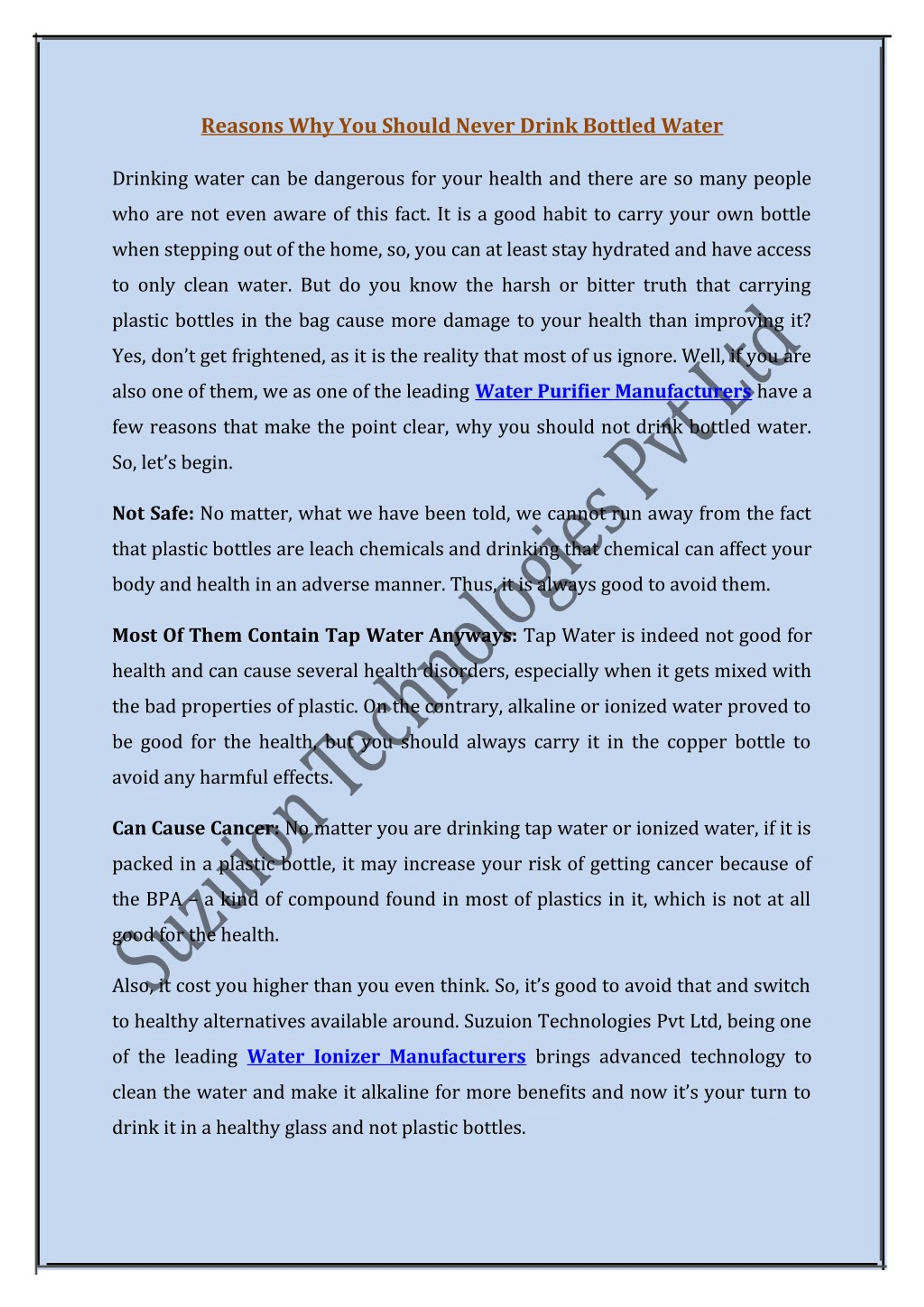 properties of tap water