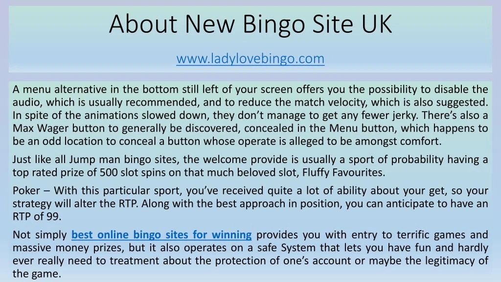 about new bingo site uk www ladylovebingo com n.