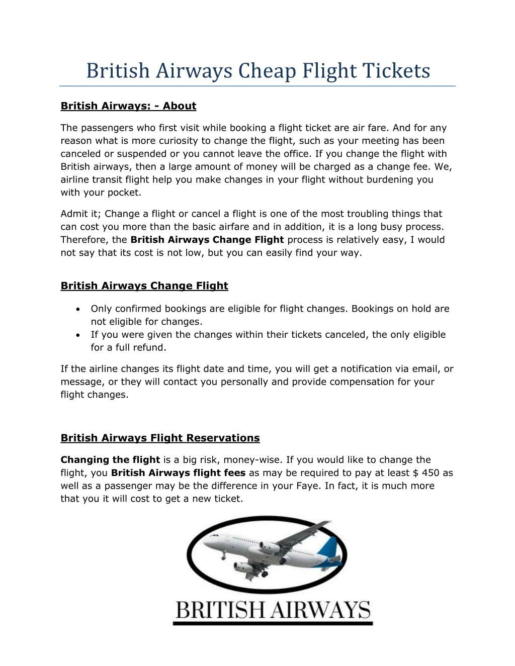 PPT British Airways CheckIn Airline Flight Support PowerPoint