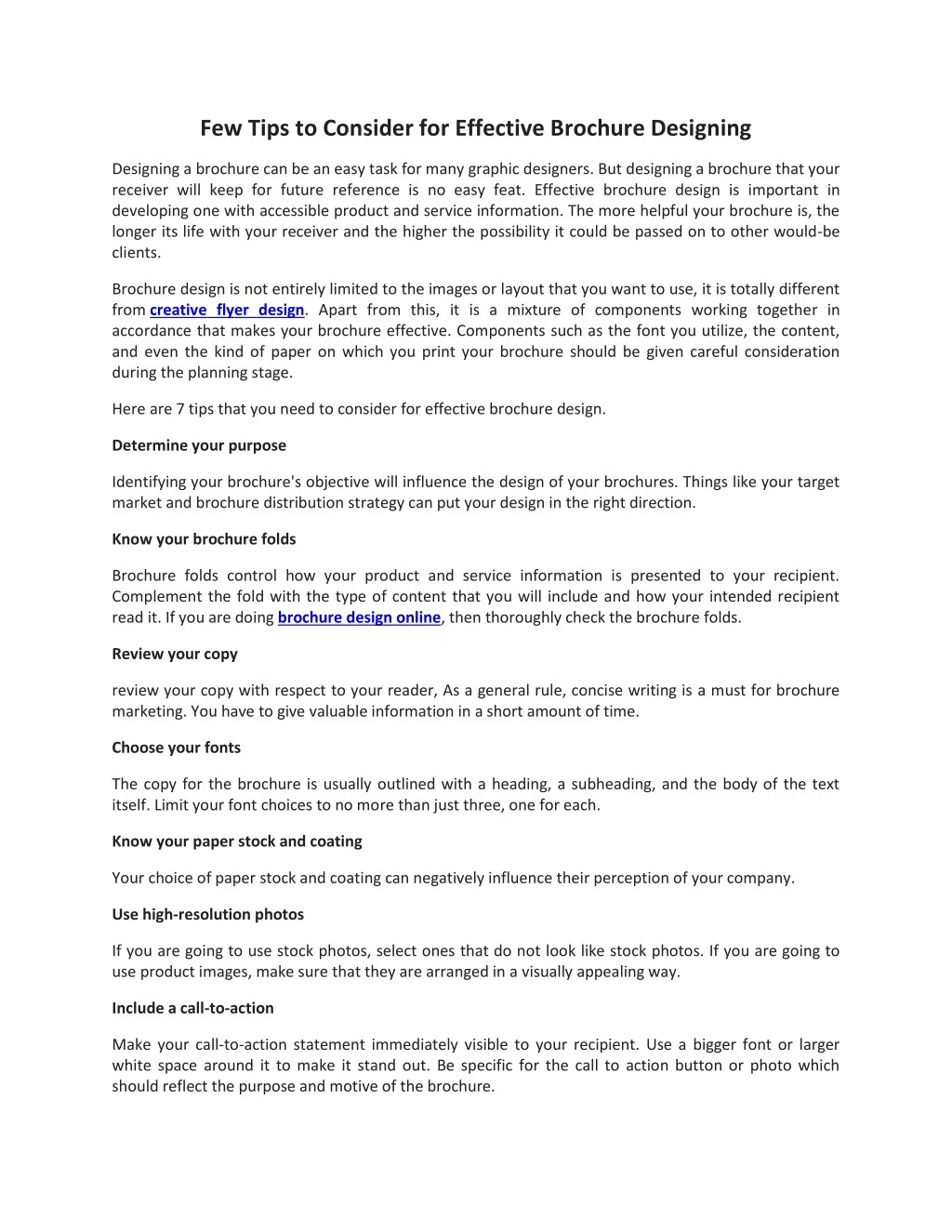 few tips to consider for effective brochure n.