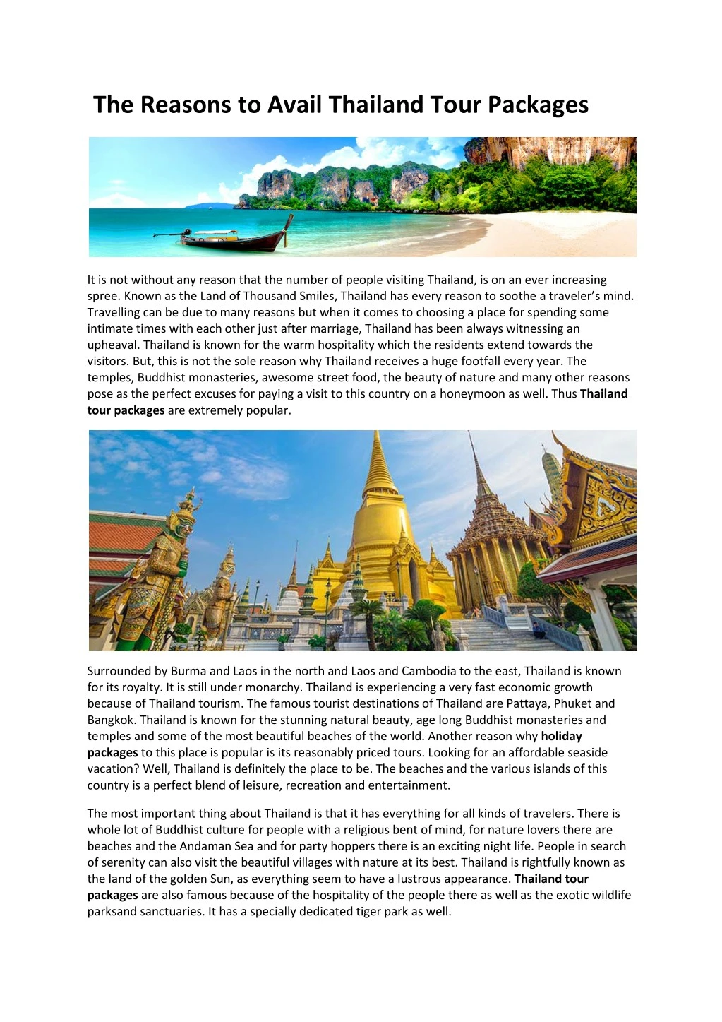 the reasons to avail thailand tour packages n.