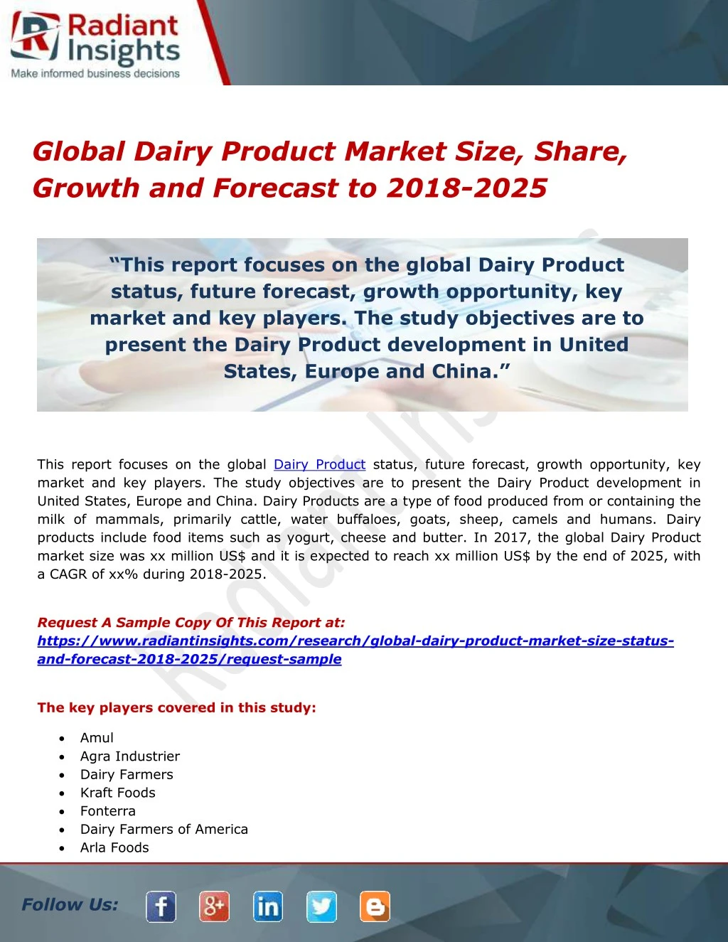 PPT - Global Dairy Product Market Size, Share, Growth and Forecast to ...