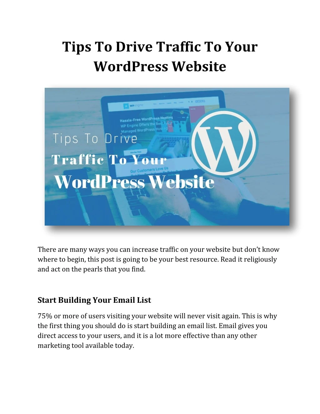 tips to drive traffic to your wordpress website n.