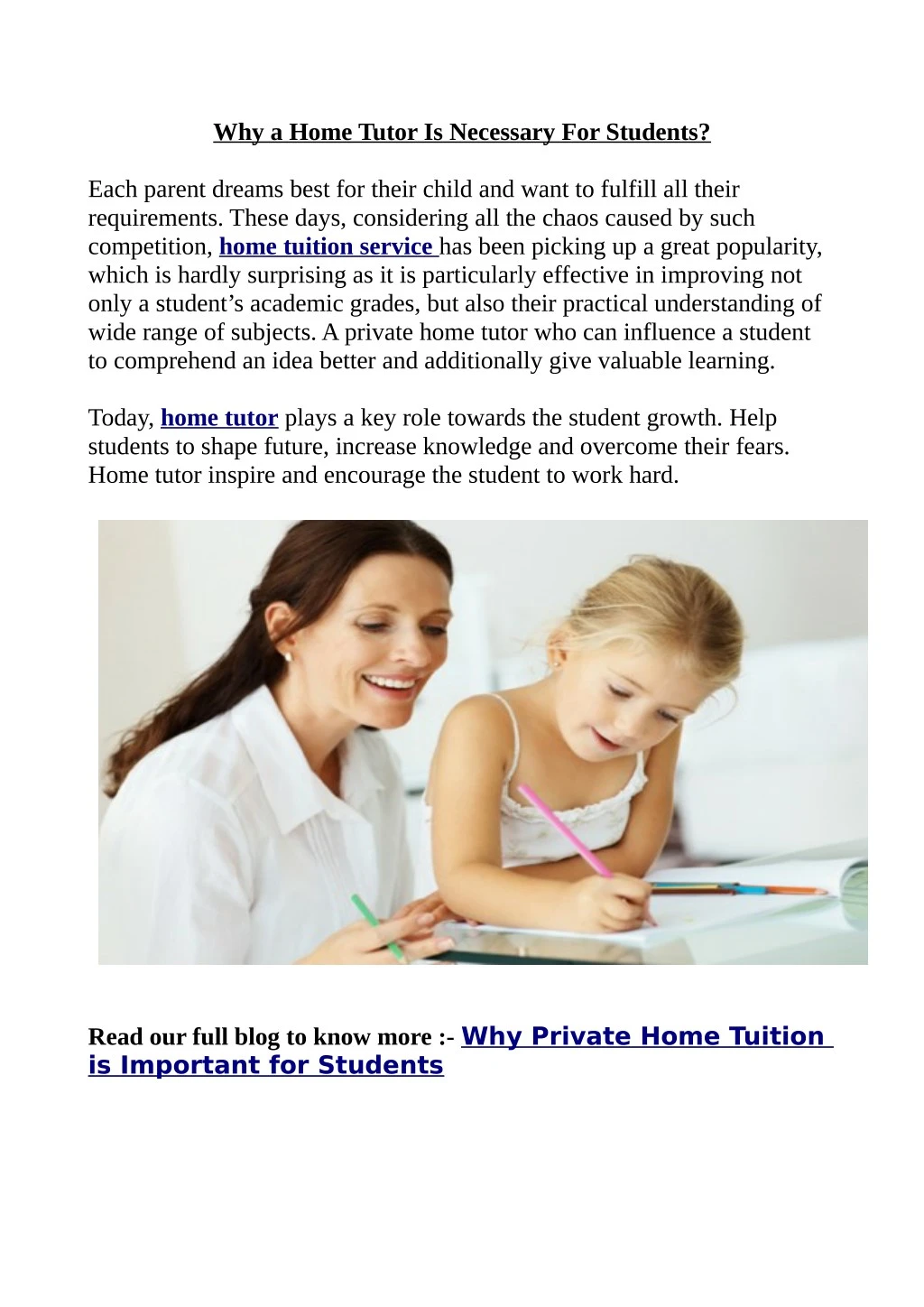 why a home tutor is necessary for students n.