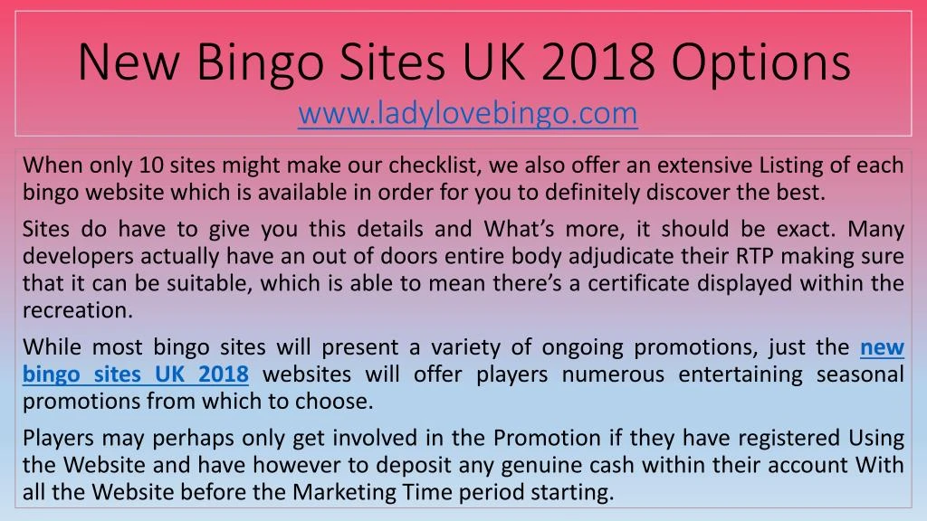 new bingo sites uk 2018 options www ladylovebingo com n.