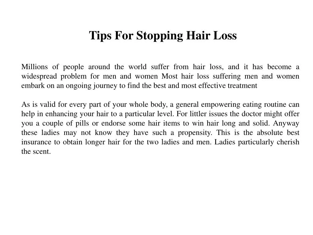 Ppt Tips For Stopping Hair Loss Powerpoint Presentation Free