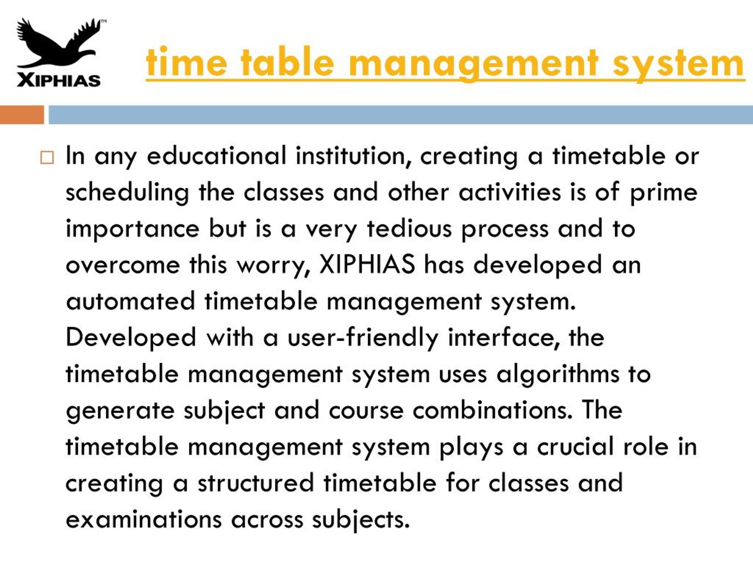 literature review of timetable management system