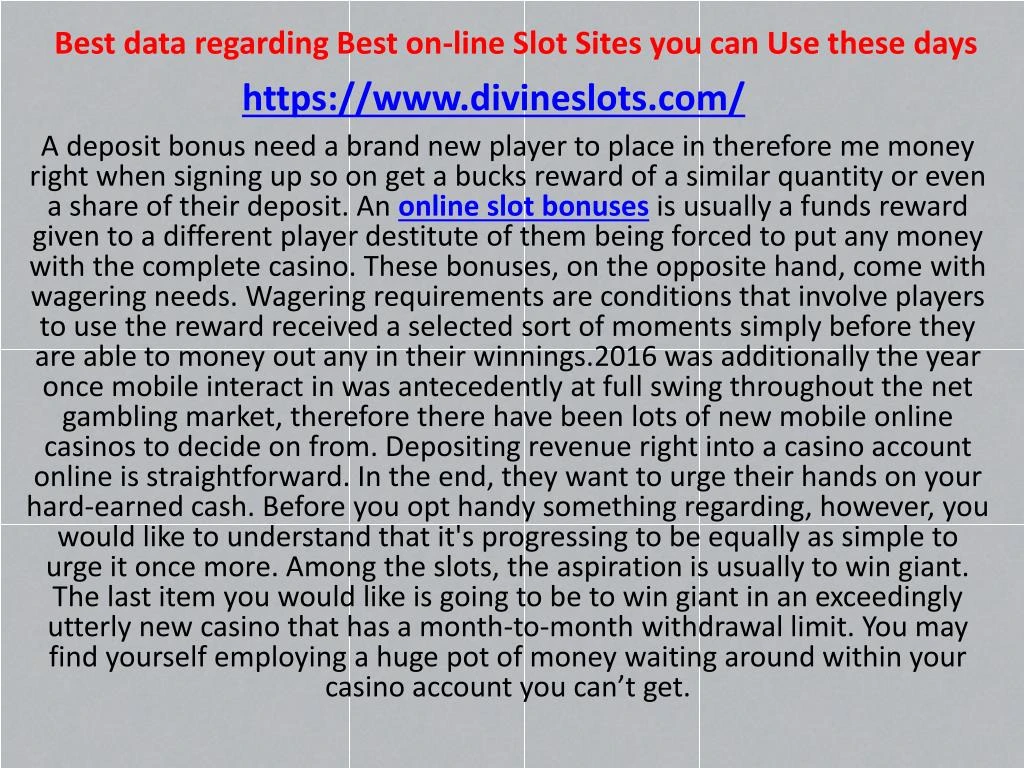 best data regarding best on line slot sites n.