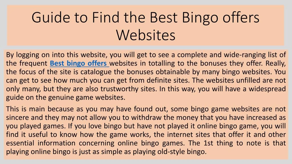 guide to find the best bingo offers websites n.