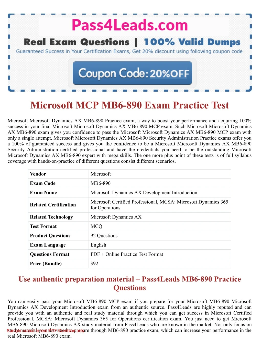 PPT - Microsoft Dynamics AX Developmen MB6-890 Exam Questions 